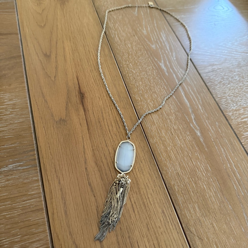 Kendra Scott Rayne Rose Gold Tassel Necklace in Ivory Pearl